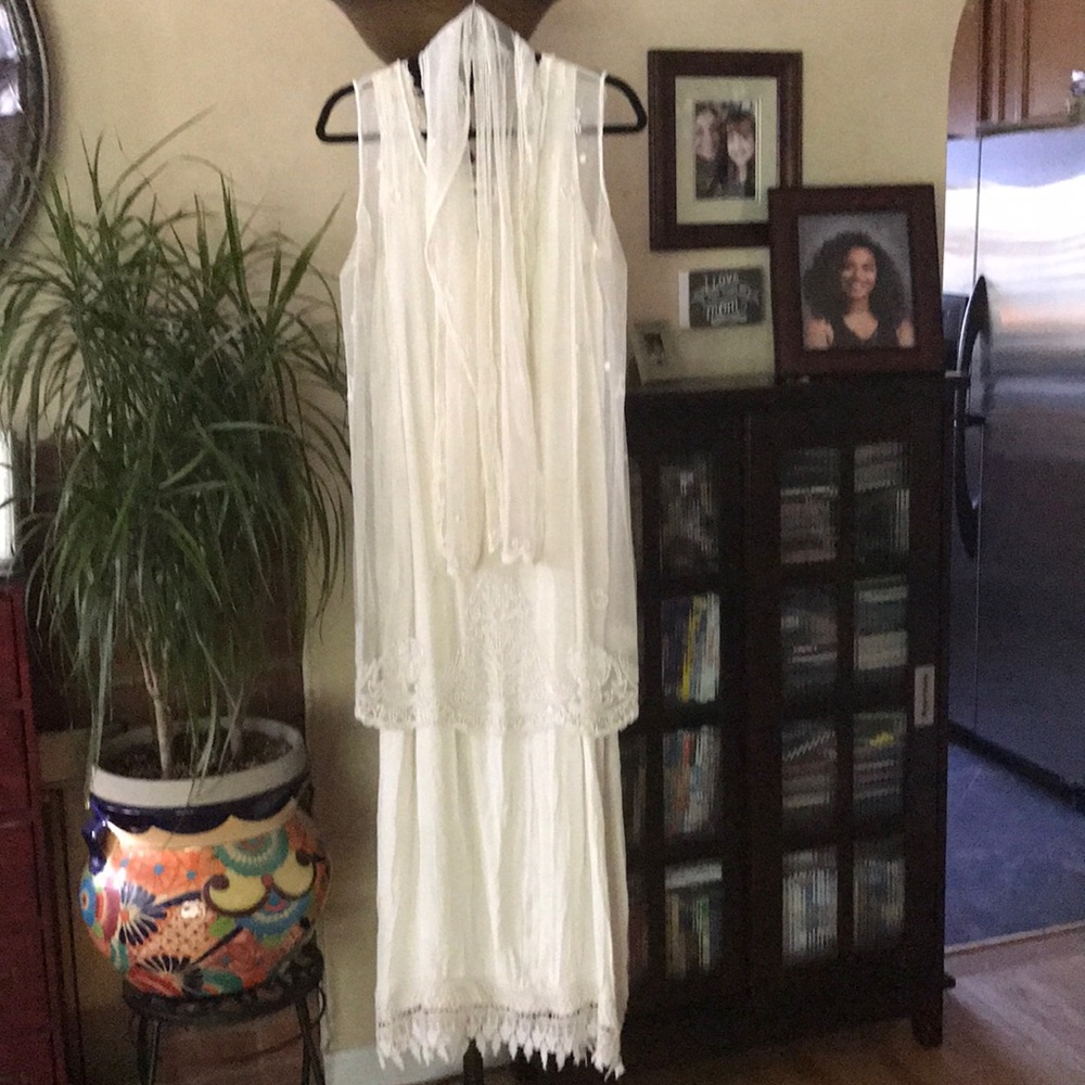 SOLD Ivory 3 piece Lace & Beaded Dress